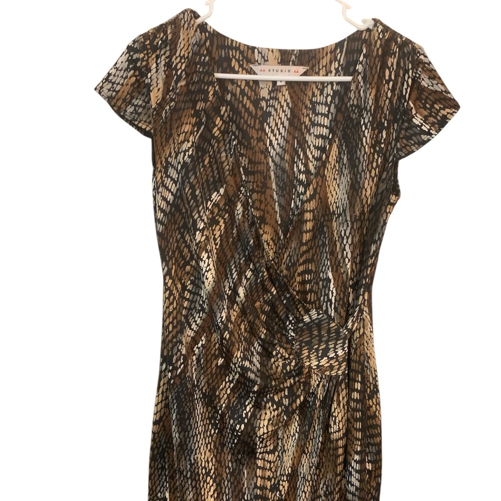 AA Studio Elegant Brown Patterned Dress